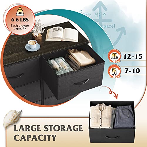 Wlive Fabric Dresser For Bedroom, Tall Dresser With 8 Drawers, Storage Tower With Fabric Bins, Double Dresser, Chest Of Drawers For Closet, Living Room, Hallway, Children's Room, Charcoal Black #TOP4