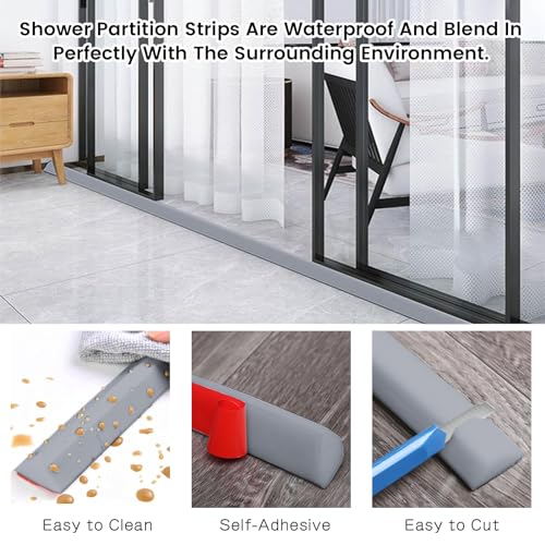 Tira de sellado de silicona para umbral de ducha, barrera impermeable de 100 cm para bañeras, fregaderos y cocinas, protector de borde gris para una máxima prevención de fugas