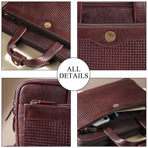 Image of STEVE JHONSON Leather Laptop Bags for Men - 16 Inches Office Bag for Men with Shoulder Strap, Shoulder Messenger Bags for Travel, Executive Side Handbag (Brown)