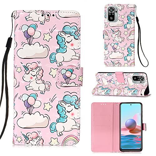 StarCity for Xiao Redmi Note 10 4G Case, Premium 3D PU Leather Case with Wrist Strap, Magnetic Closure Card Slots Flip Case Protective Cover for Xiaomi Redmi Note 10 (4G) / Redmi Note 10S (Unicorn)