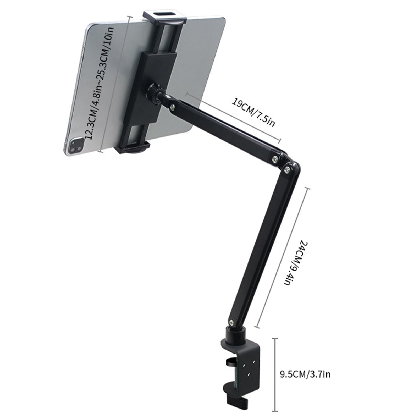 Elevadores ergonómicos para laptop con base de abrazadera y brazo giratorio, soporta dispositivos de 4 a 13.9 pulgadas para uso en oficinas, soporte ergonómico para computadora