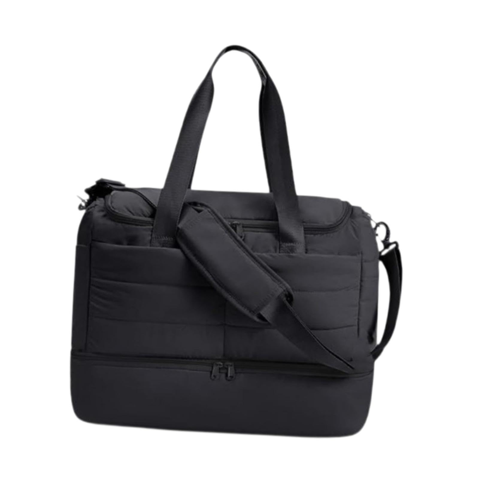 Borsa da Viaggio Donna Borsa Fitness Bag Multitasche Borsone Sportivo Scomparto Scarpe Ventilato Poliestere Impermeabile Adatta per Lavoro Palestra, Nero