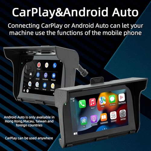 Portable Wireless Carplay & Android Auto Screen for Motorcycle 5 inch Car Stereo with MirrorLink/Bluetooth, IP67 Waterproof - Image 3