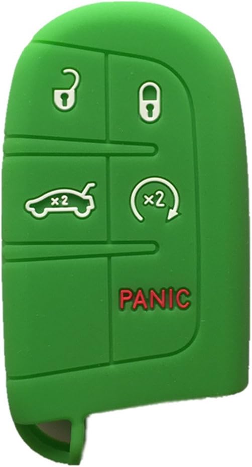 Green Key Case Cover Jacket Silicone Rubber Fob Keyless Remote Holder Skin fit for Jeep Fiat Dodge Smart Remote Key Case