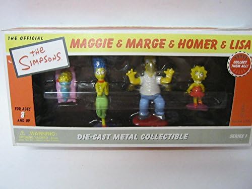 the simpsons die-cast metal collectible playset maggie,marge,homer,lisa
