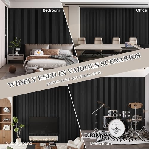 Wood Salt Acoustic Wall Panels, 2 Piece 94" x 23.6" x 0.8" Soundproof Wooden Wall Panels, 3D Fluted Sound Absorbing Panel, Matte Black by LDB_BUILDING - Image 4