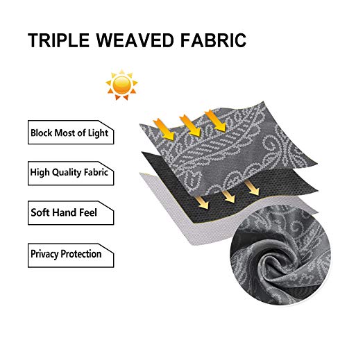 Dwcn Ombre Blackout Curtains For Bedroom - Damask Patterned Thermal Insulated Energy Saving Grommet Curtains For Living Room, Set Of 2 Panels, 52 X 84 Inch Length, Grey #TOP5