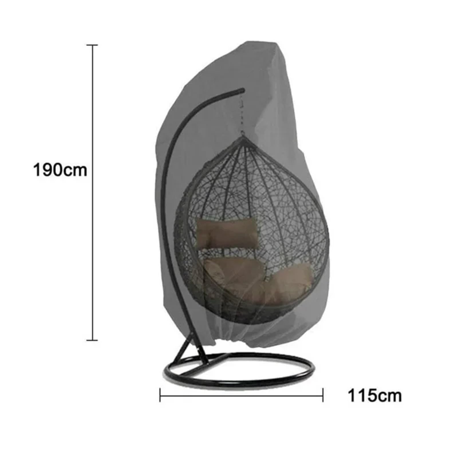 Copri Sedia a Uovo Sedia a dondolo da giardino for esterni 210D / 190T con copertura impermeabile e antipolvere disponibile in due specifiche(190T- grey,230x200CM)
