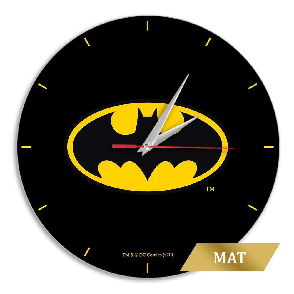 ERT GROUP Original and officially licensed DC wall clock, matte pattern, Batman 004 DC, black, quiet, unique design, painted metal hands, 30.5 cm (12 inches)