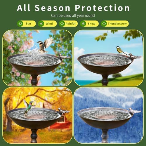 Bird Bath Copper Disk, 99.99% Pure Copper Bird Bath Cleaner, Triple-Point Support, All-Season Water Cleaber for Outdoor Bird Baths & Bowls (2 Pcs) - 3
