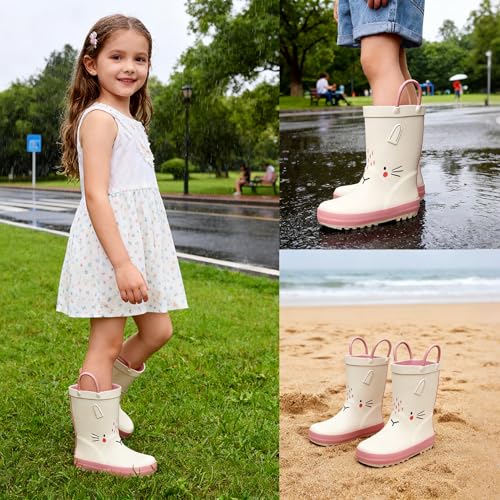 WTW Toddler and Kids Rain Boots with Easy-On Handles, Unisex-Child Waterproof Rubber Rain Boots in Fun Patterns for Girls and Boys (Toddler/Little Kid/Big Kid)2