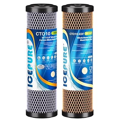 ICEPURE 2-Stage 1 Micron 2.5" x 10" Whole House Water Filter Cartridge Kit with Activated Carbon Block Filter and KDF, Replacement for WFPFC8002, WFPFC9001, SCWH-5, WHCF-WHWC, FXWTC, CBC-10, 1 Combo