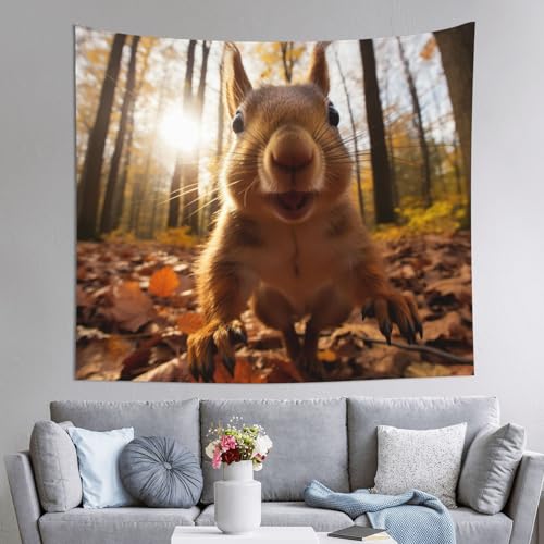 Tapiz con estampado de ardilla DUWAA de 60 x 51 pulgadas para colgar con estilo