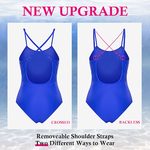 speerise Retro Criss Cross Back Onepiece Swimsuit, Adjustable Strap Swimwear4
