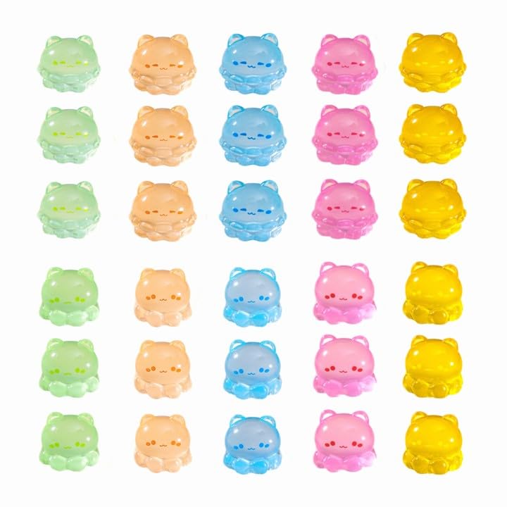 Mini-Quallen aus Kunstharz, kleine Quallen, leuchtende Miniatur-Figuren, leuchtende Ornamente für Garten, DIY, Handwerk, Mikro-Landschaft, Auto, Aquarium, Puppenhaus-Dekoration, 30 Stück