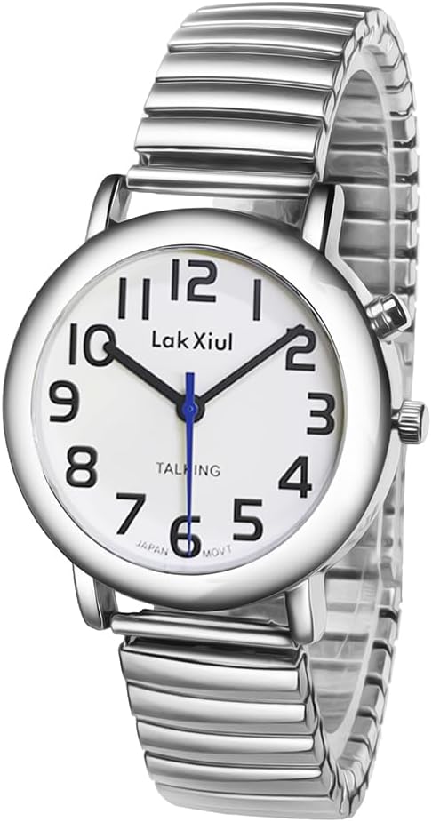English Talking Watches Unisex for Senior Blind Visually Impaired Man Woman Bracelet Analog Wrist Watch Voice with Speaking Alarm Clock Date