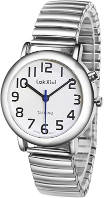 English Talking Watches Unisex for Senior Blind Visually Impaired Man Woman Bracelet Analog Wrist Watch Voice with Speaking Alarm Clock Date