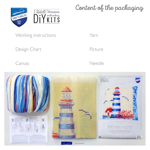 Image of Vervaco Lighthouse with Seagulls Needlepoint Kit