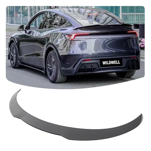 WildWell Rear Spoiler Wing for 2025 2026 Tesla Model Y Juniper, Model Y Trunk Spoiler Performance Style Highkick Duckbill Wing Accessories Matte Black