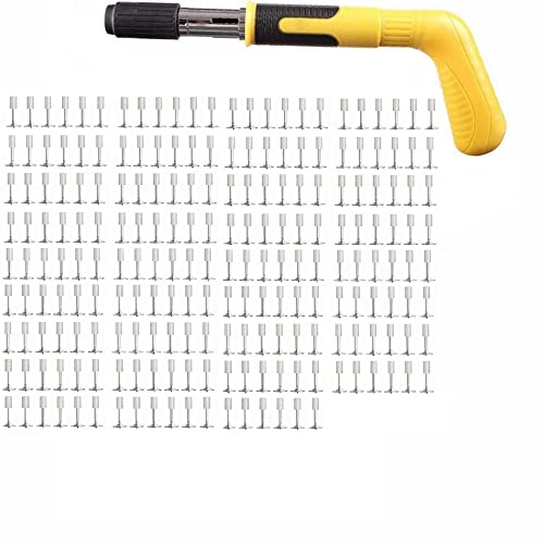 Nietpistole mit Nagelset Stahlnagelpistole mit runden Nägels Nagelwerkzeug mit Handschuhen Ohrstöpsel (Pistolet À Clous avec 200 Clous) Cover