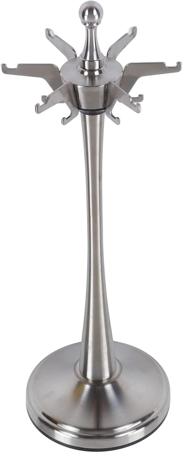 Stainless Steel Kitchen Utensil Stand, Rotatable Cooking Utensil Holder with Heavy Base, Rustproof Space Saving Kitchenware Storage Rack for Countertop Organization (Silver)