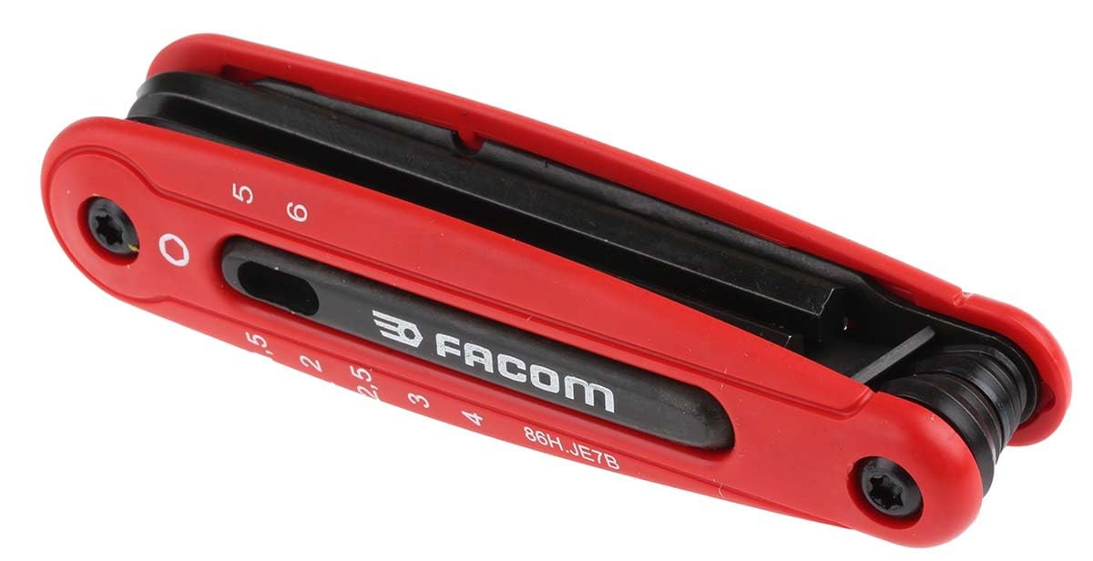 FACOM 86H.JE7B Series 86H Hexagon Keys On Sleeve, 1.5-2.0-2.5-3.0-4.0-5.0-6.0 mm Size