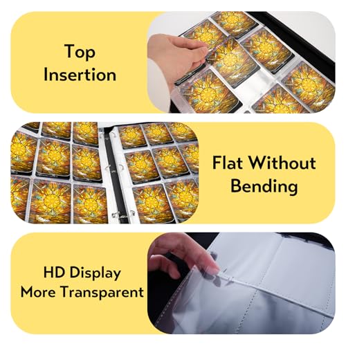 Image of 9 Pocket Card Binder for MTG /YGO /PTCG /Game Cards, Holds 900 Cards,Premium Card Collector Book for TCG Players,Toys Gifts for Kids(Yellow)