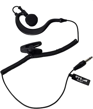 HYS 3.5mm الاستماع فقط Earpiece Straight Plug Tactical Headset G Shape Soft Ear Hook for Transceivers / Radio Shoulder Speaker Mics 3.5mm Audio Jacks
