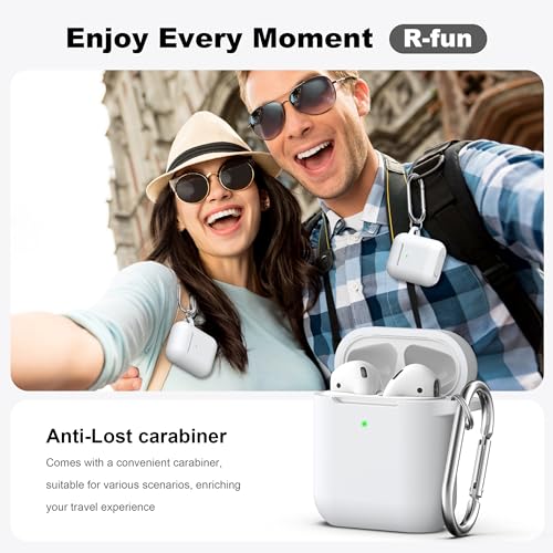 Image of AirPods Case Cover with Keychain, Full Protective Silicone AirPods Accessories Skin Cover for Women Girl with Apple AirPods Wireless Charging Case,Front LED Visible-White