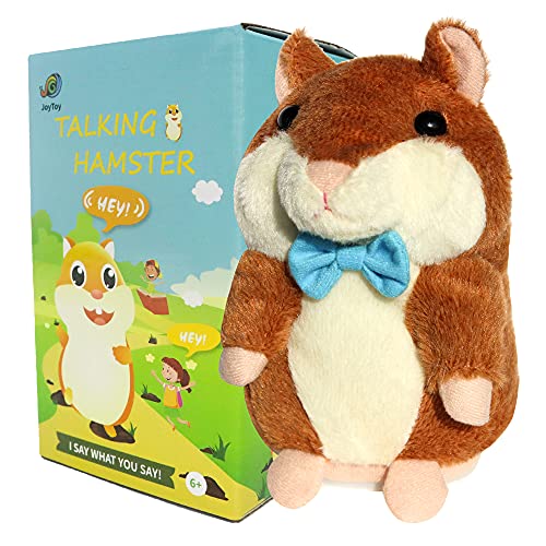 JoyToy Kids Birthday Toy Boy Talking Hamster with Blue Tie - CPC Approved Repeat Talking Hamster Plush Toy - Plush Talking Hamster Toy - Boys Birthday Gifts Toy