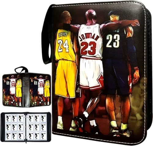 Basketball Card Binder Trading Card Binder 9 Pocket with 50 Removable Sleeves Fits 900 Sport Cards 3 Ring Card Holder Binder with Zipper Collector Storage Album