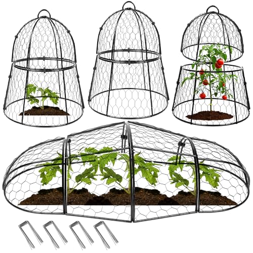 Decoroca 4 PCS Garden Cloches for Plants - Chicken Wire Plant Protectors from Animals, Outdoor Plant...