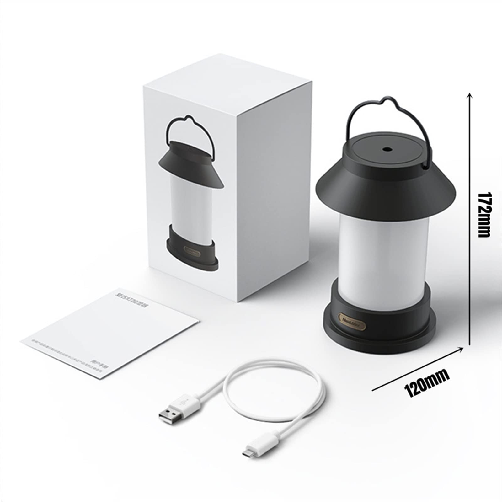 Domésticos Humidificadores 1200mAh Humidificador de Aire aromático portátil USB Recargable Retro Lámpara de Camping Inalámbrico Aromaterapia Difusor de Aceite Esencial(Bianco)