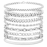 ELLEWIN 8Pcs Chain Bracelet for Men Stai...