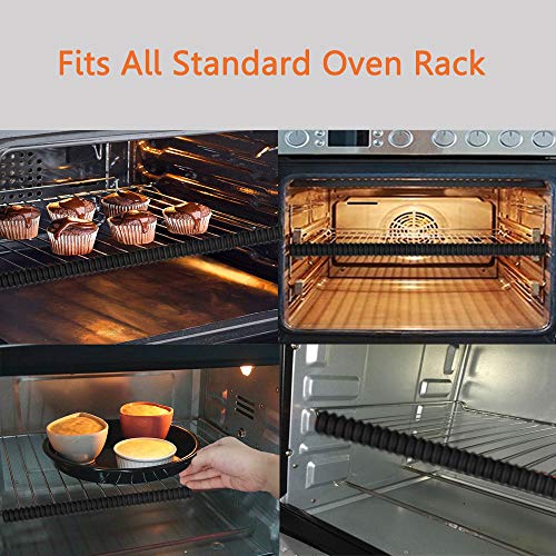 8 Pack Oven Rack Shields - Heat Resistant Silicone Oven Rack Cover 14 inches Long Oven Rack Edge Protector, Protect Against Burns and Scars (Black) - Thumbnail 6