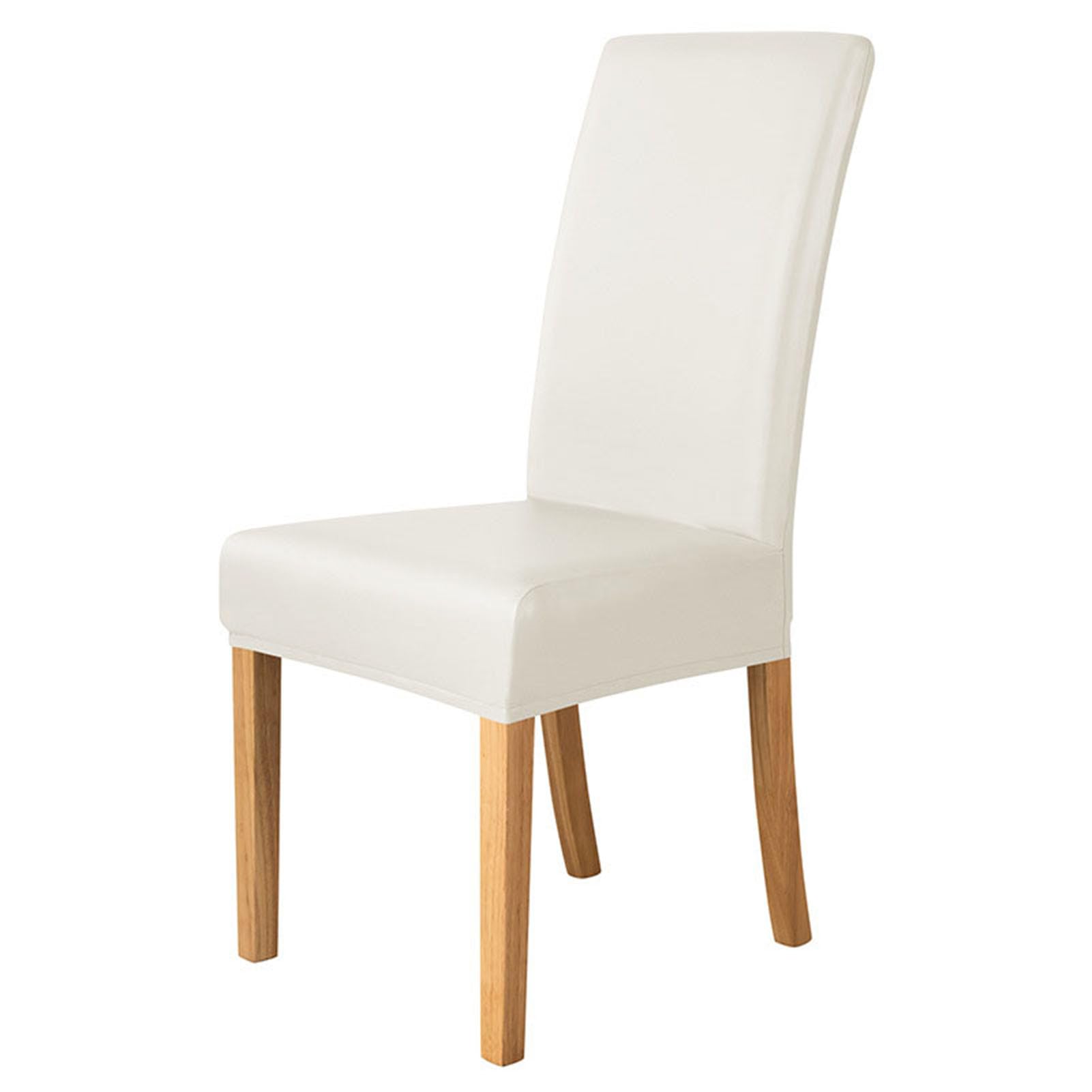 Lot de 6 housses de chaise imperméables en similicuir extensible pour salle à manger - Couleur crème - Tissu extensible facile à nettoyer
