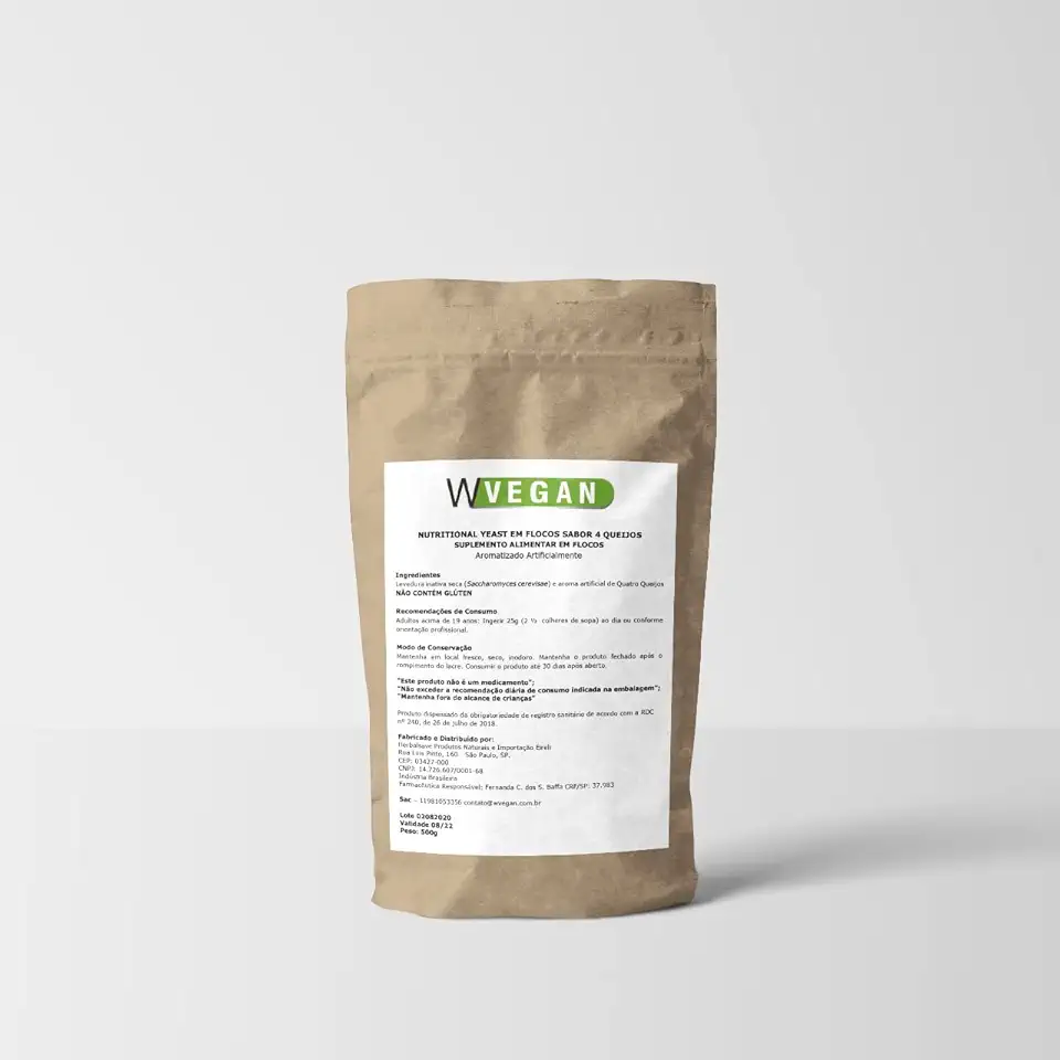 Nutritional Yeast 500g Sabor 4 Queijos Embalagem Refil WVegan Vegano