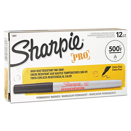 SHARPIE Industrial Permanent Markers, Ultra Fine Point, Black, 12-Count