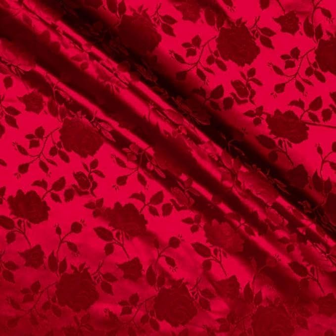 Valentina Textile's Inc. Rose Satin Brocade Jacquard Fabric, 58 Inches Wide - Sold by The Yard(3 Yard,Lt Blue)