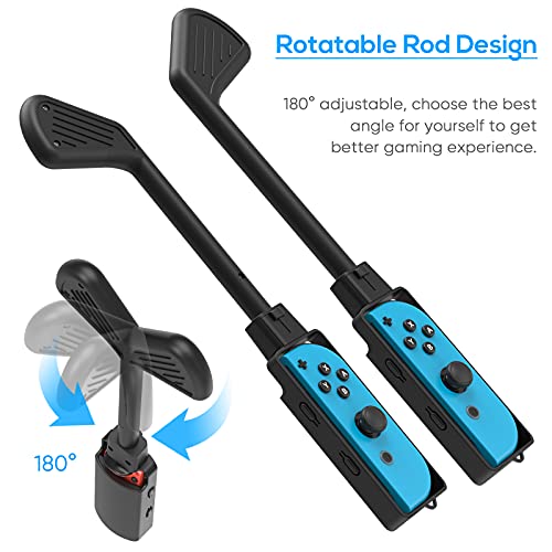 Golf Club for Nintendo Switch, Switch Golf Games Accessories Golf Club Hand Grip with Adjustable Hand Strap for Mario Golf: Super Rush, 1 Pack, Black - Thumbnail 3