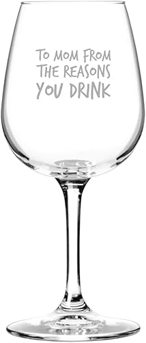 Miniatura 4 de To Mom From the Reasons You Drink - Copa de vino divertida - 12.75 onzas - Regalo de cumpleaños para mamá, madrastra, bonita copa de vino para