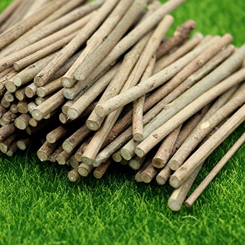 AQUEENLY Log Sticks 100 PCS Natural Wooden Sticks for DIY Crafts Hamster, 4 Inches Long 0.2 Inch in Diameter