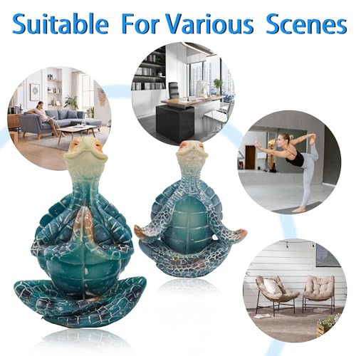 Set de 2 estatuas de tortuga para meditación y decoración miniatura 7