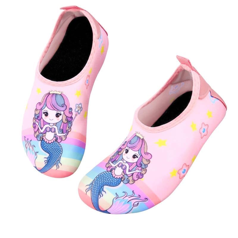 flintronic Calcetines de Agua para Niños, Escarpines para Niños de Secado Rápido, Zapatos de Agua Niños Antideslizantes, Zapatillas de Agua Bebe para Nadar,Piscina,Playa al Aire Libre-28/29 EU-Sirena…