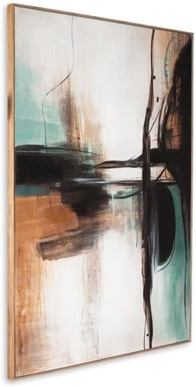 Brunonia 71" x 47" Abstract Canvas Wall Art in Black, Blue, and Orange