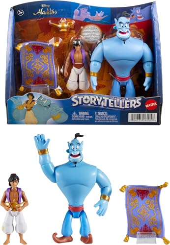 Disney Aladdin Storytellers Pack of 3 Figures Genie Aladdin and Magic Carpet Cave of Wonders Authentic Posable Movie Toys 4 Inch Scale