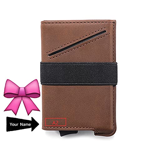 Mini kaarthouder portemonnee heren clip - creditcardhouder met RFID-blokkering met geldhouder in geschenkdoos - RFID-portemonnee kaarthouder, Bruin - Image 3