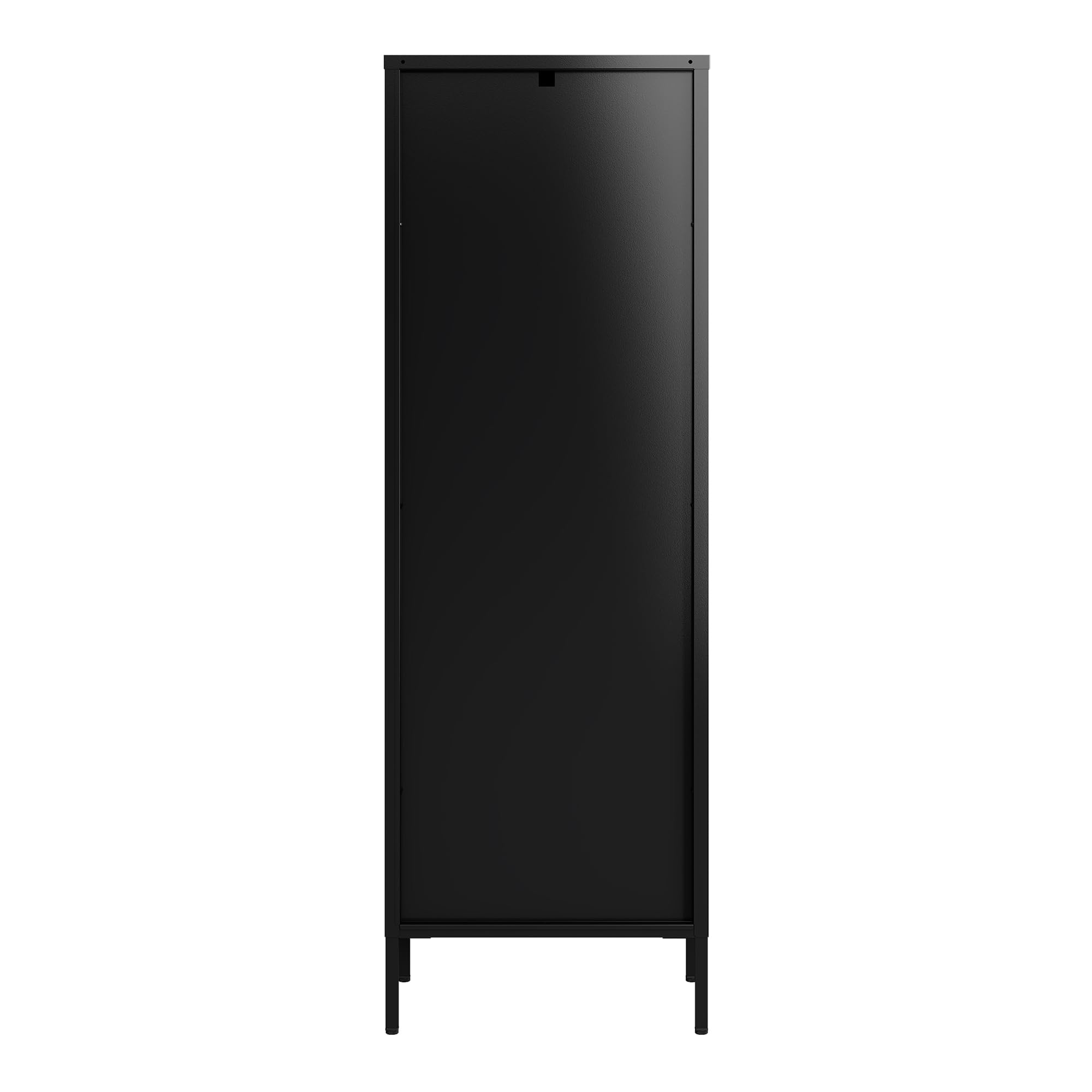 [en.casa] Armadio a Vetrata con 4 Scomparti Credenza Alta Libreria Espositiva Vetrinetta Anta in Vetro Semitrasparente Scanalato 150 x 50 x 35 cm Mobile in Acciaio - Nero