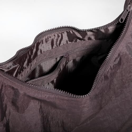 Image of FASTFAIRY Nylon Shoulder Bag - Adjustable Quilted Strap, Structured Slouchy Design with Interior Zip Pocket