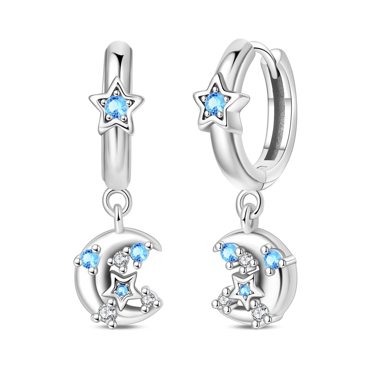 Stilvolle Damen Ohrringe - 925 Sterling Silber Hypoallergene Ohrringe Mit Bunten Kubischen Zirkonia, Trendy Huggies Ohringe Für Frauen Täglicher Trag